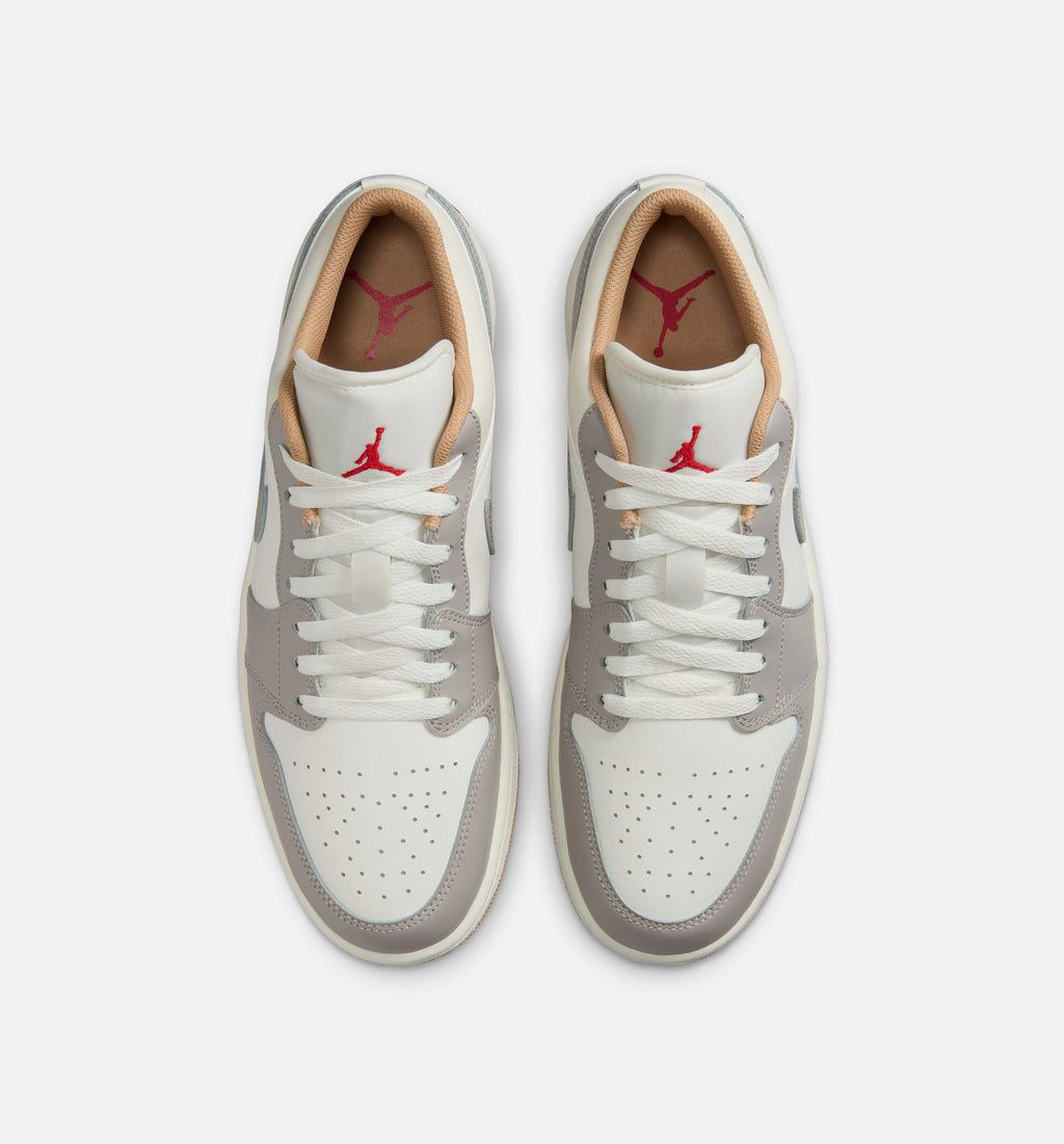 Air Jordan 1 Low Men's Lifestyle Shoe - Sail/Fire Red/College Grey/Hemp