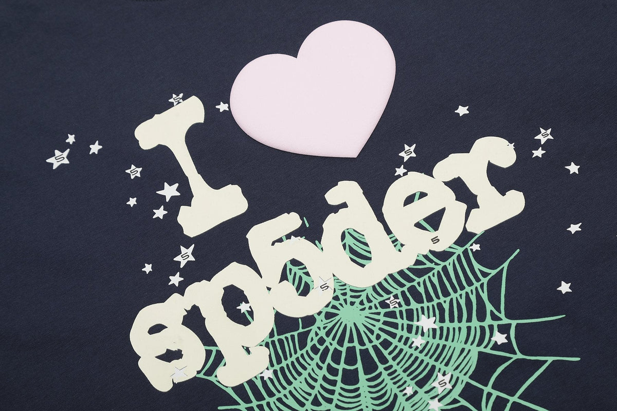 Sp5der Heart Star Spiderweb Graphic T-Shirt