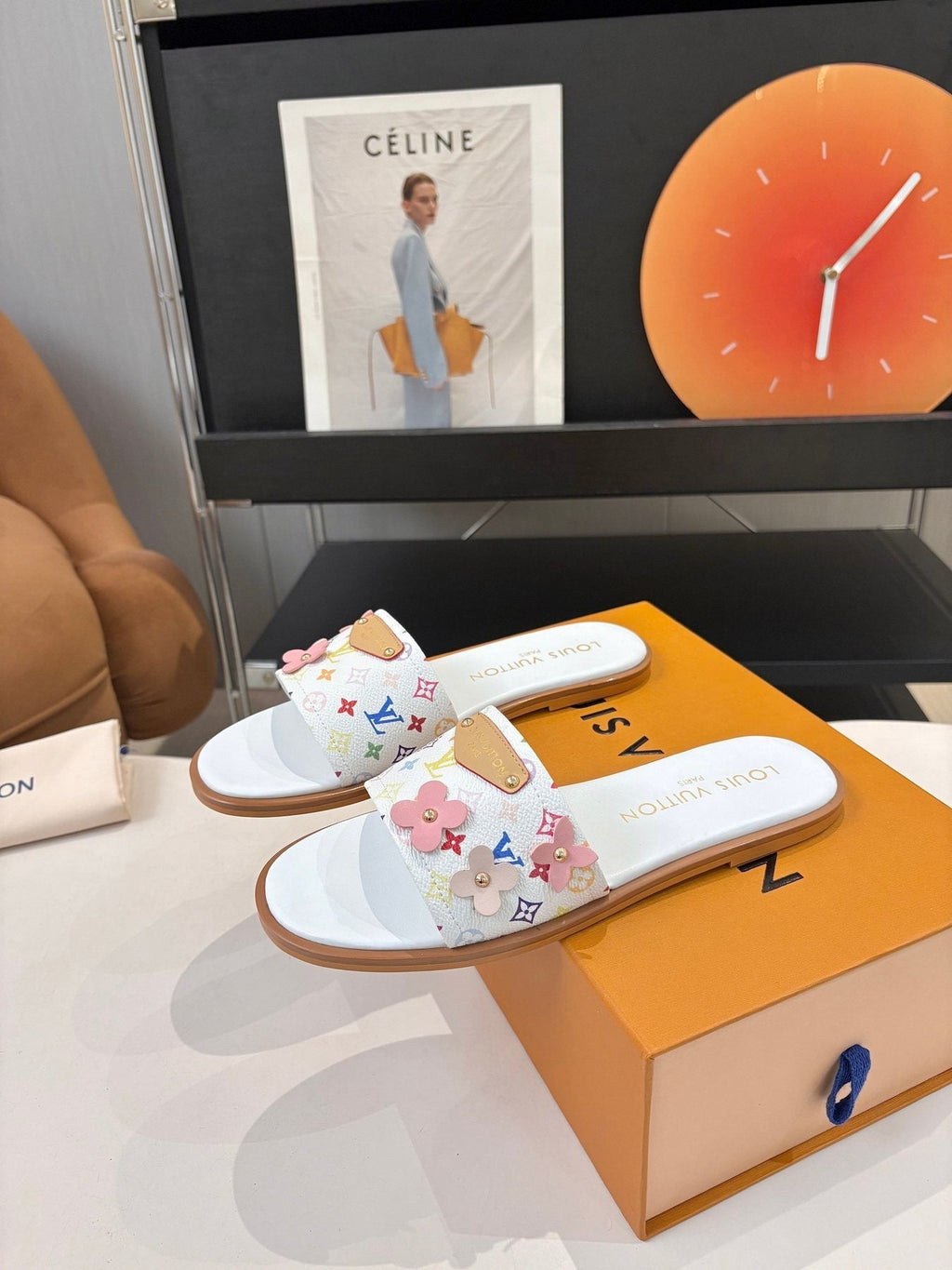 Louis Vuitton Floral Print Slide Sandals