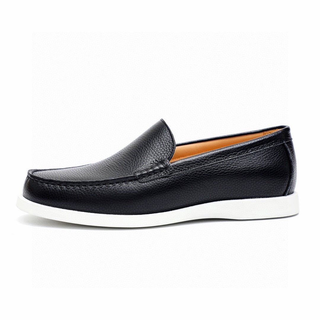 Dior Black Textured Leather Slip-On Loafers