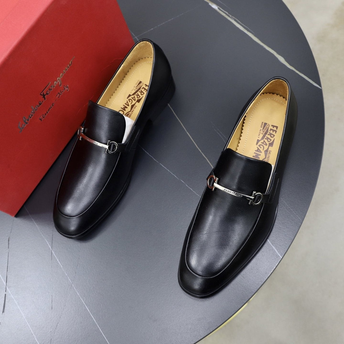 Salvatore Ferragamo Men's Leather-Look Hardware Loafers