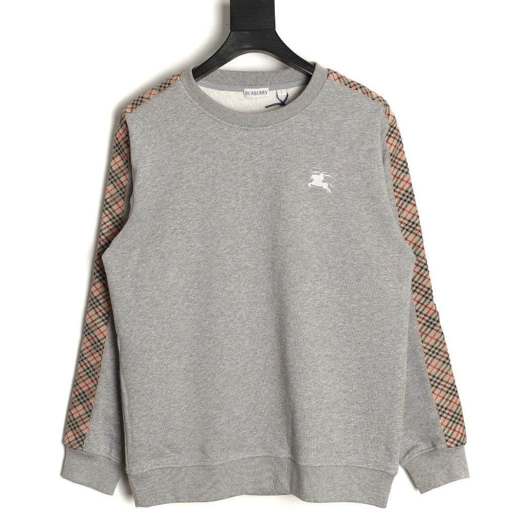 Burberry Check Tape Crewneck Sweatshirt - Gray